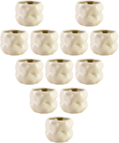Serene Spaces Living Ceramic Sculptural Vase, Modern Organic Vase for Home, Event Decor, Table Centerpiece, or Gifting - Perfect for Fresh or Dried Flowers, 6.5" Diameter & 5" Tall, Pack of 12