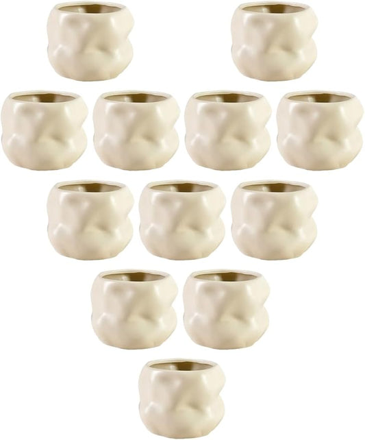 Serene Spaces Living Ceramic Sculptural Vase, Modern Organic Vase for Home, Event Decor, Table Centerpiece, or Gifting - Perfect for Fresh or Dried Flowers, 6.5" Diameter & 5" Tall, Pack of 12