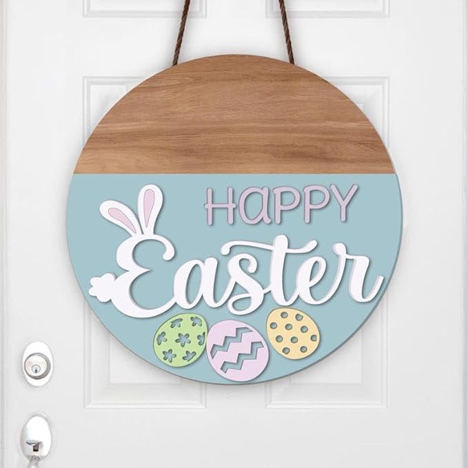 Happy Wooden Door Sign, Personalized Spring Entry Display, Rustic Home Wall Decoration, Charming Front Porch Accent, Festive Seasonal Gift For Families Or New House Celebrations Doorsign_281125_SR6_9
