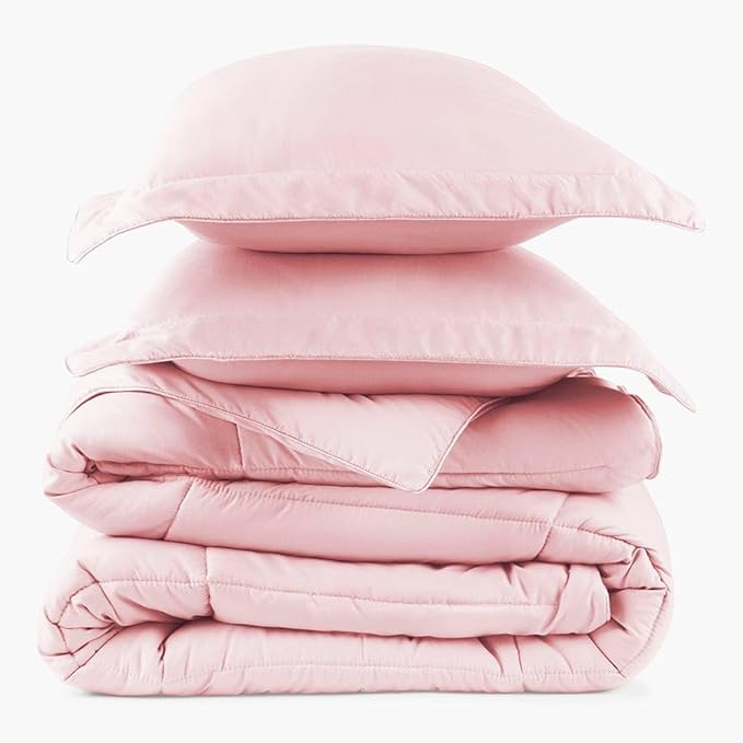 PeachSkinSheets Night Sweats: The Original 1500TC Soft Super Full/XL Full Oversized Comforter Set Cotton Candy Pink