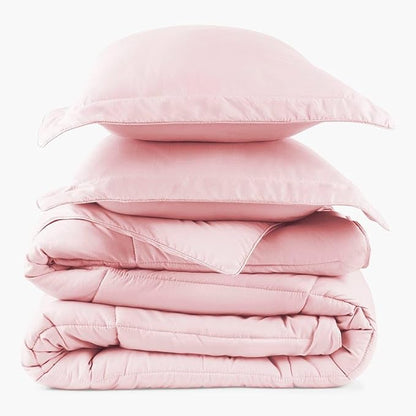 PeachSkinSheets Night Sweats: The Original 1500TC Soft Super Full/XL Full Oversized Comforter Set Cotton Candy Pink