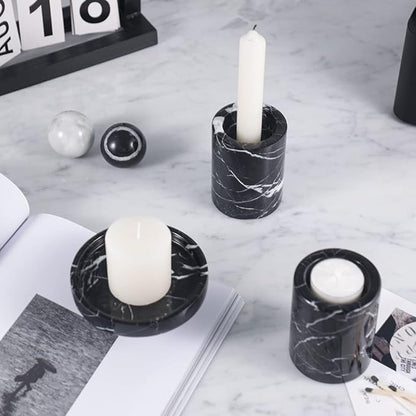 Candle Holder Real Luxurious Natural Marble Candlestick Holder for Wedding Dinning Party, Candle Stand for Scented Candle, Candlestick, Taper Candle Pillar Candle, Tealight Candles (B Style)