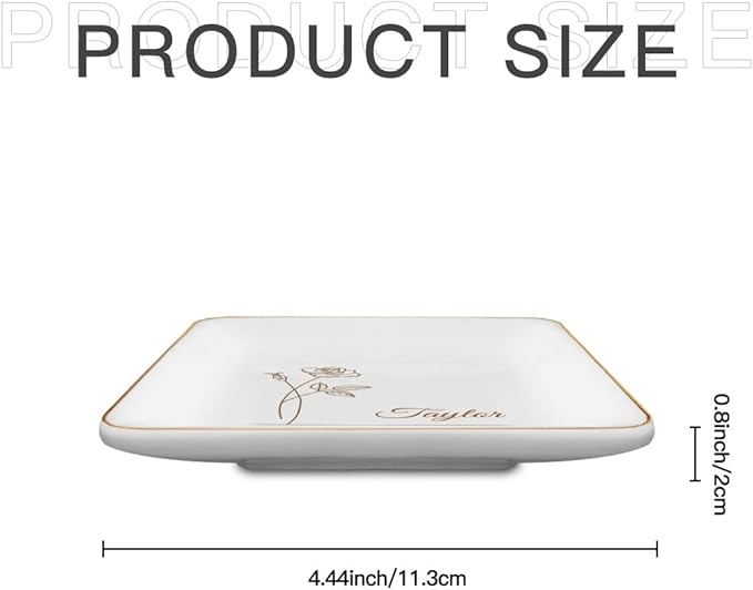 Personalized Jewelry Dish, Custom Trinket Holder, Customized Bridesmaid Gifts, Proposal Gift Ceramic Trinket Tray Dish Plate for Ring Earring Bracelet