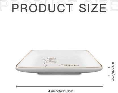 Personalized Jewelry Dish, Custom Trinket Holder, Customized Bridesmaid Gifts, Proposal Gift Ceramic Trinket Tray Dish Plate for Ring Earring Bracelet