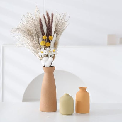Ceramic vase Set-3 Small Flower vases for Decor, Modern Vases for Home Decor, Vases for Wedding Boho Decor, Minimalist Vase for Table, Living Room, Shelf, Bookshelf and Entryway Décor