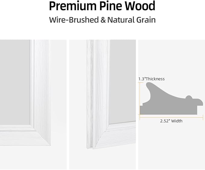 24" x 36" Rustic Wooden Framed Wall Mirror for Bathroom, White Wood Vanity Rectangle Mirror for Over Sink, Waterproof, Decor Bathroom, Living Room, Bedroom, Entryway, Horizontal/Vertical