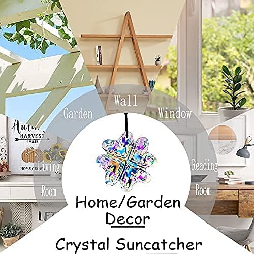 H&D HYALINE & DORA 45mm Hanging Crystal Four Leaf Clover Chandelier Prism Pendant Suncatcher for Window, Fengshui Hanging Ornament, Rainbow Maker
