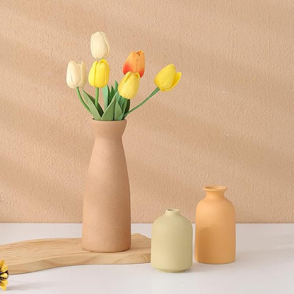 Ceramic vase Set-3 Small Flower vases for Decor, Modern Vases for Home Decor, Vases for Wedding Boho Decor, Minimalist Vase for Table, Living Room, Shelf, Bookshelf and Entryway Décor