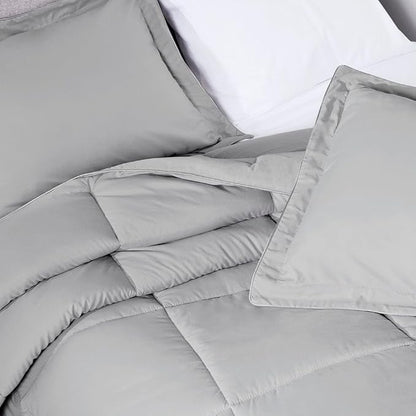 PeachSkinSheets Night Sweats: The Original 1500TC Soft Super King/Cal King Oversized Comforter Set Brushed Silver
