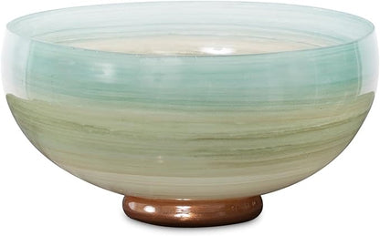 Howard Elliott Multicolor Capri Stripe Glass Bowl for Home & Table Centerpiece Decor, Modern Abstract Ombre Design Glass Bowl for Living Room, Bedroom & Hallway Centerpiece, 5.25 x 10 x 10 Inch