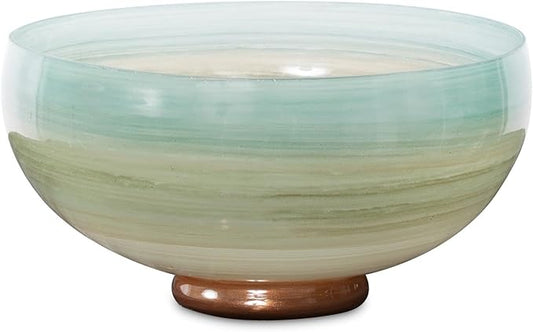Howard Elliott Multicolor Capri Stripe Glass Bowl for Home & Table Centerpiece Decor, Modern Abstract Ombre Design Glass Bowl for Living Room, Bedroom & Hallway Centerpiece, 5.25 x 10 x 10 Inch