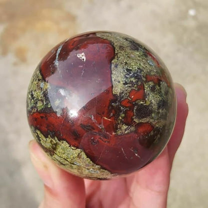 1pc Natural Dragon Blood Stone Ball Quartz Crystal Sphere 45mm+ Decor Healing