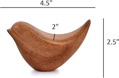 NIRMAN Acacia Wood Bird Statues Set Home Décor Bird Sculpture for Living Room, Bathroom, Office Modern Style Birds Decorative Ornaments (Set of 2) (4.5" x 2" x 2.5")