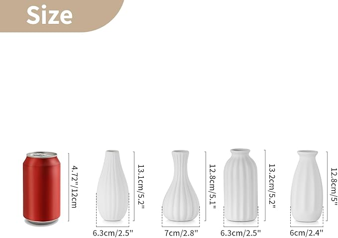 White Ceramic Vase for Table Decor: NUPTIO Small Bud Vases for Flowers - Centerpiece Table Decorations for Christmas Home Wedding Dining Room Set of 4