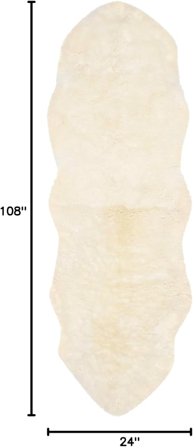 SAFAVIEH Sheep Skin Collection Runner Rug - 2' x 9', Natural & White, Handmade Rustic Glam Genuine Pelt, 3.4-inch Thick Ideal for High Traffic Areas in Living Room, Bedroom (SHS211A)