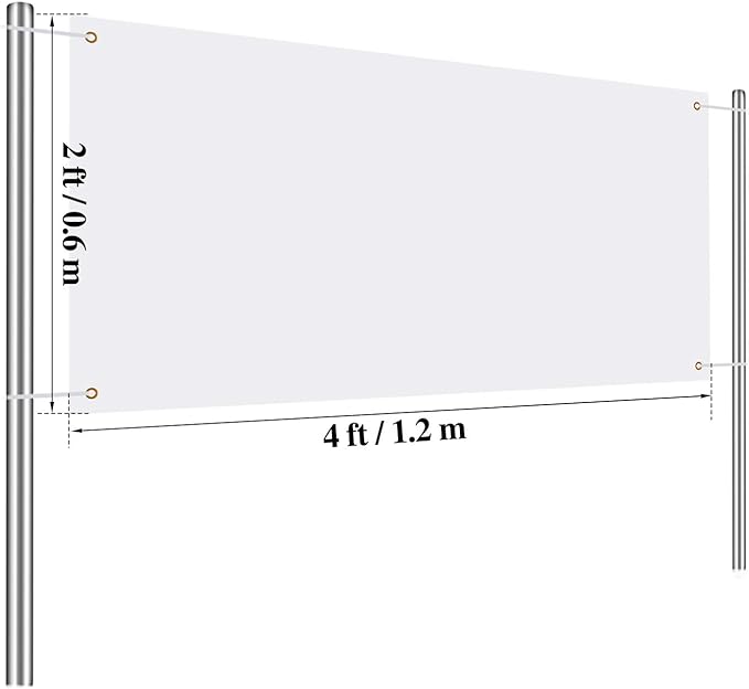 2 Pieces Large Banners Signs Polyester Oxford Cloth Sublimation Banner with Rope for Indoor Wall Outdoor Easy Hang Sign DIY Banner Sign for Business Office Supply (White,2 x 4 Feet)