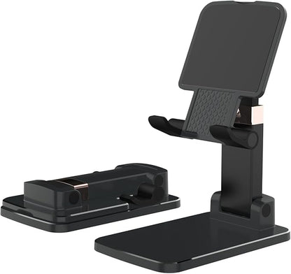 Desk Phone Stand, Heavy Duty Foldable Aluminum Mobile Holder with Rotating Base, Stable Anti-Slip Phone Stand Compatible with iPhone 17 16 15 14 13 Pro Max, Samsung Galaxy & All Smartphones