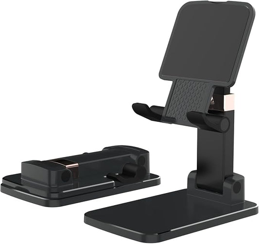 Desk Phone Stand, Heavy Duty Foldable Aluminum Mobile Holder with Rotating Base, Stable Anti-Slip Phone Stand Compatible with iPhone 17 16 15 14 13 Pro Max, Samsung Galaxy & All Smartphones