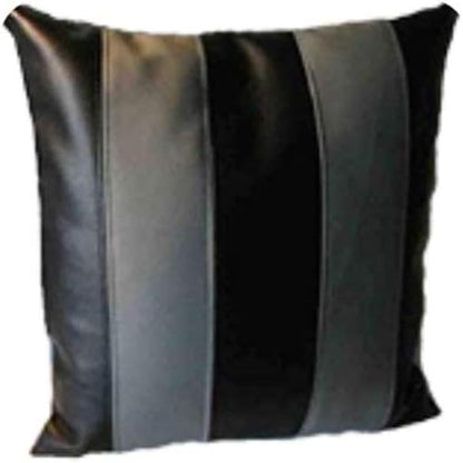 D DOLLY LAMB Lambskin Leather Pillow Cover - Sofa Cushion Case - Decorative Throw Covers for Living Room & Bedroom, 16x16 Inches - Black Grey Pack of 1