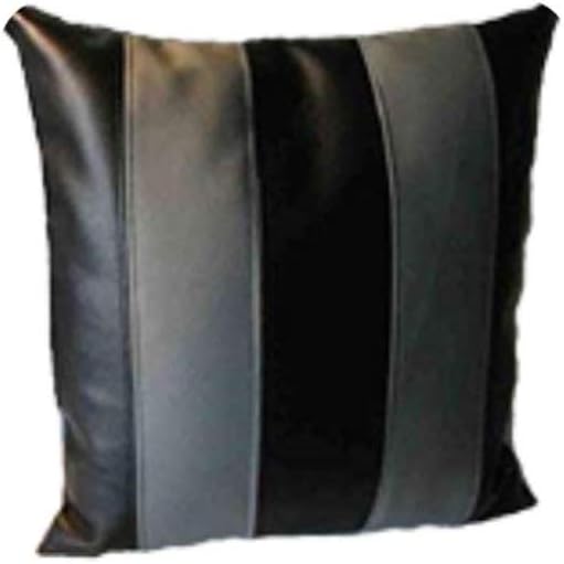 LL LEATHER LOVERS Lambskin Leather Pillow Cover - Sofa Cushion Case - Decorative Throw Covers for Living Room & Bedroom, 14x14 Inches - Black Grey Pack of 1