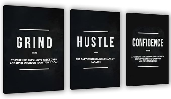 Yetaryy Motivational Poster Inspirational Wall Art 3 Pieces Canvas Painting Lion Artwork for Living Room Office Modern Home Decor Prints Pictures Wall Decor Framed Ready to Hang [60''Wx 28''H]