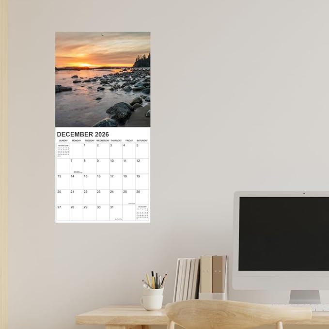 2026 Calendar for Wall, Calendar 2026 from January 2026 - December 2026, 12" x 24" Opened 12 Months Calendar, Full Page Months Thick & Sturdy Paper for Gift Perfect, Beaches