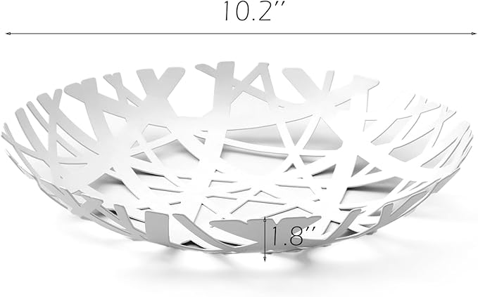 IBWell Fruit Bowl, Integrated High end Modern Home Creative Fruit Basket for Counters, Kitchen, Countertop, Home Decor(White)