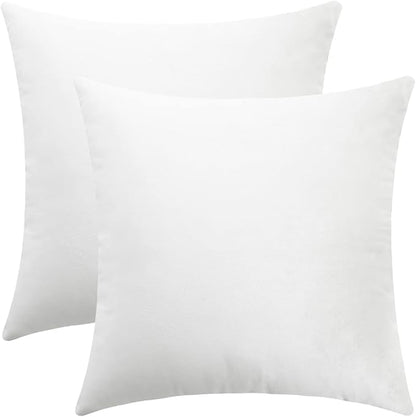 mixeoo Comfy Ivory White Throw Pillow Covers Decorative Square Solid Thick Velvet Super Soft Cushion Cases Home Decor for Sofa Couch Living Room Chair, Set of 2, 16 x 16 Inch