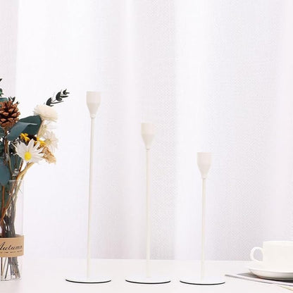 Candlestick Holders Set of 3 Taper Candle Stick Holders, Mantel White Candlestick Holders for 3/4" Taper&Led Candle, Elegant Candle Holder Centerpiece for Wedding/Party/Dinning/Anniversary