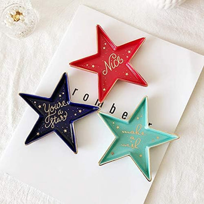 Stephanie Imports Star-Shaped You're a Star Ceramic Trinket Plate and Decorative Jewelry Dish