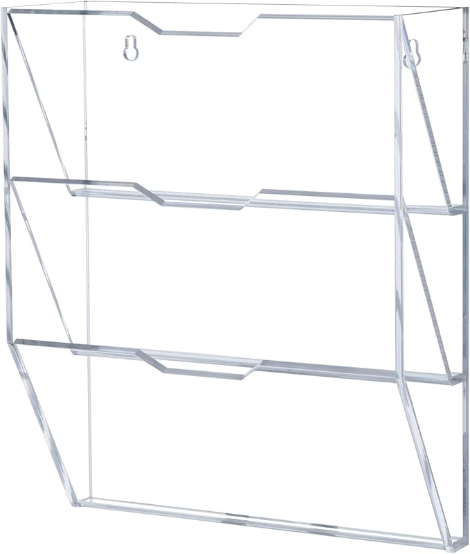 MyGift 3 Tier Mail Sorter, Premium Clear Acrylic Wall Mounted Letter Holder, Home Entryway or Office Document Organizer Rack