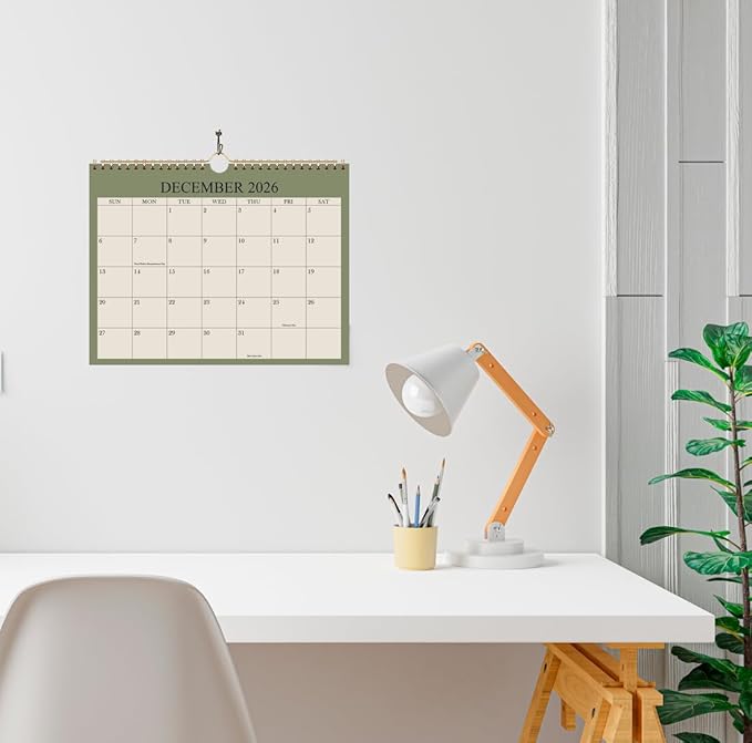 Small Wall Calendar 2026 - Mini Calendar 2026-2027 from January 2026 - June 2027, 18 Months Little Calendar with Premium Paper, 6" x 8", Green