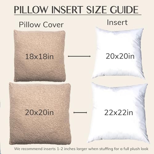 SAMIAH LUXE Brown Teddy Boucle Pillow Covers 20x20 2pcs for Home Living Room Decor, Sherpa Textured Decorative Throw Pillow Covers for Boho Decor, Square Throw Cushion Euro Shams for Modern Farmhouse