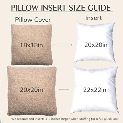 SAMIAH LUXE Brown Teddy Boucle Pillow Covers 20x20 2pcs for Home Living Room Decor, Sherpa Textured Decorative Throw Pillow Covers for Boho Decor, Square Throw Cushion Euro Shams for Modern Farmhouse
