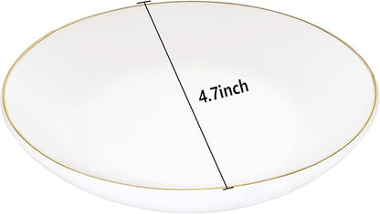 HANKOR 4.75" Ceramic Jewelry Tray, Small Ring Dish Holder Trinket Tray, Catch All Trays for Ring Earring Necklace Key, Christmas Gifts for Women Girls, White