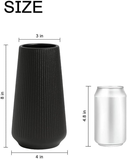 Matte Black Ceramic Vase – Frosted Elegant Flower Vase for Pampas Grass, Dried or Fresh Flowers, Modern Minimalist Farmhouse Home Decor for Living Room, Dining Table, Wedding Centerpiece