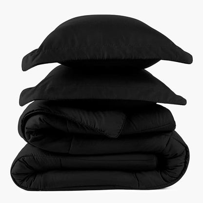 PeachSkinSheets Night Sweats: The Original 1500TC Soft Super Queen Oversized Comforter Set Midnight Black