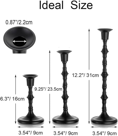 Black Taper Candle Holders: Tall Candlestick Holders Decorative Candle Stick Holder for Halloween Christmas Thanksgiving Kwanzaa Shabbat Table Living Room Mantle Decor Set of 6