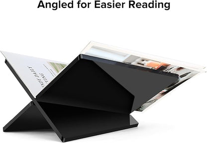Acrylic Book Stand Large Black Acrylic Book Holder, 12.5" x 9.5" x 5.7", Open Book Holder Stand for Display and Reading Cookbooks, Art Books, Bibles, Magazines - Home and Office (Black, Large)