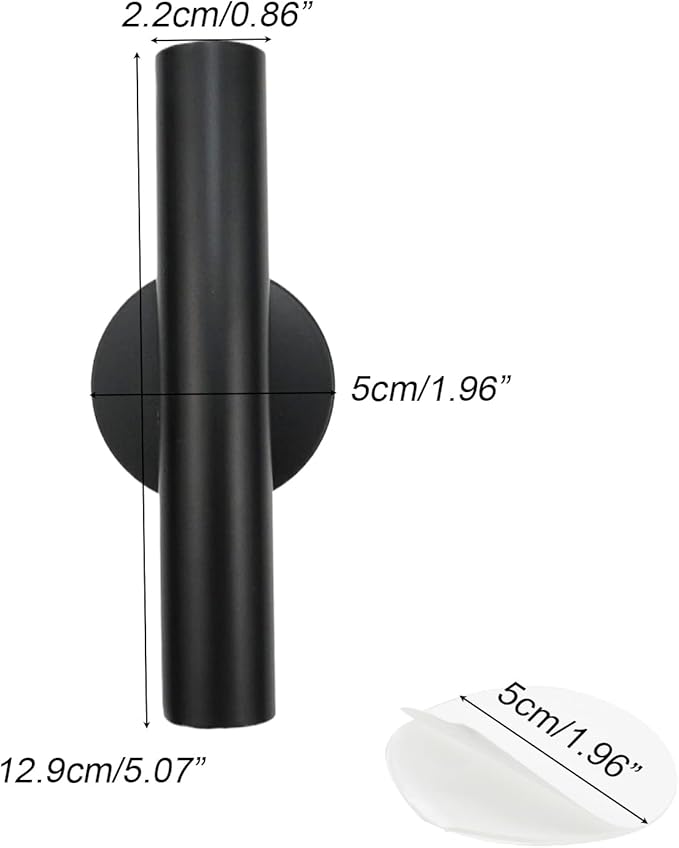 2 Pack Wall Mounted Flower Tube Metal Flower Vase with Sticker for Flower Display Decoration(Black)