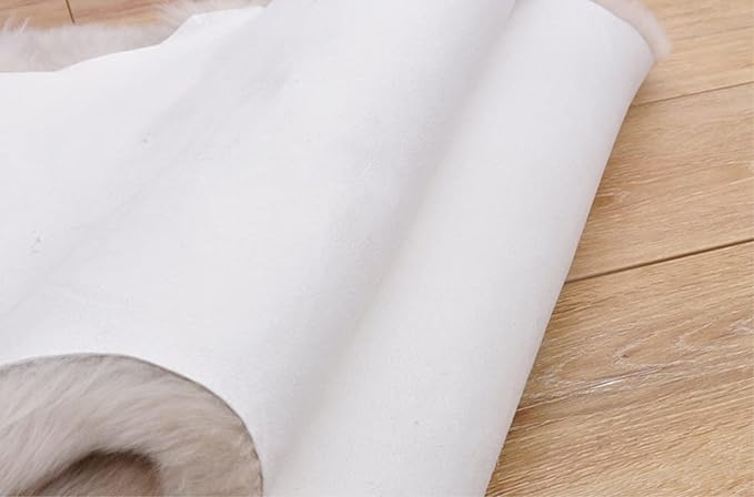 HUAHOO Premium Genuine Sheepskin Rug Real Australia Sheepskin Natural Luxury Fluffy Lambskin Fur Area Rug Seat Covers for Kids Bedroom Sofa Chair Cover Pets Dogs Mat Eight Pelt /6.2' x 7' Linen