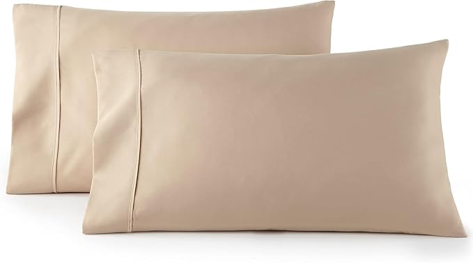 Upgrade Your Bedding Experience with The Made of 100% Cotton Pillow Cases 2 Pack King Pillowcases 20" x 36" Size fits King Pillows. Envelope Closure Taupe