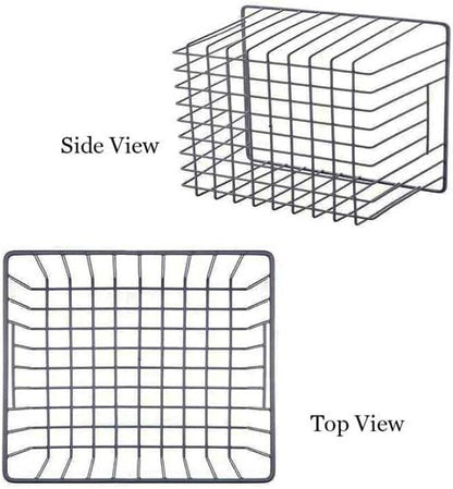 Slideep Wire Metal Basket Bin Storage Baskets Modern Farmhouse Food, Vegetable, Shampoo, Clothes, Fruits Storage Organizer Basket for Kitchen Pantry Bathroom Black 3 Packs