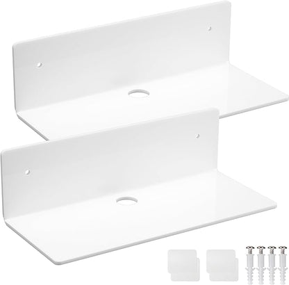 7x9 Inch Transparent Acrylic Shelf with Ventilated Base - Ideal for Routers, Speakers, Cameras & Small Electronic Devices Clean Floating Shelf for Wall Display,Living Room, Kitchen, Bathroom