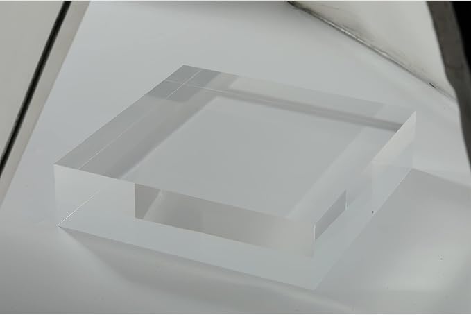 CiaoHER 2in Thickness Solid Acrylic Cube Display Block Clear Polished Pedestal Stand Riser Solid Base 2" x 8" x 8", 1 Pack