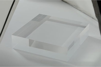 CiaoHER 2in Thickness Solid Acrylic Cube Display Block Clear Polished Pedestal Stand Riser Solid Base 2" x 8" x 8", 1 Pack