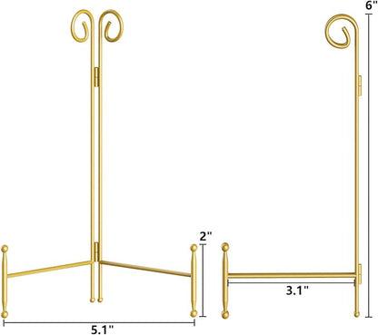 SVENJBB Plate Holder Display Stand, 6 Inch Decorative Plate Stands for Display, Gold Iron Easel Display Stand for Picture, Book, Photo Frame and Decorative Plates (2 Pack)