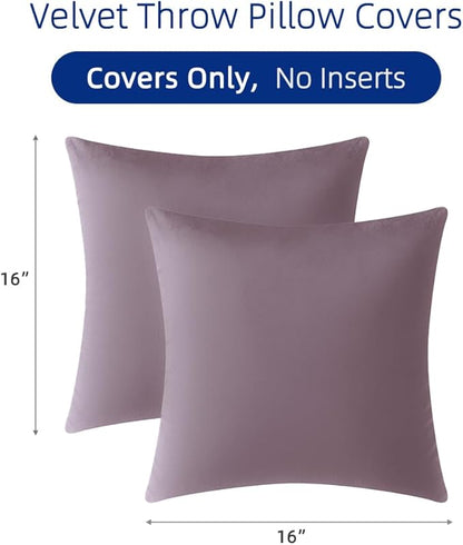 QUORGVES Jam Velvet Pillow Covers 16x16 Inch Set of 2, Soft Solid Decorative Square Throw Pillow Covers, Decor Cushion Covers for Bed Sofa Couch Bedroom Living Room - Dusty Rose Mauve