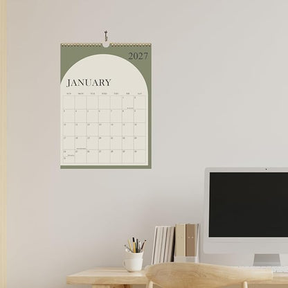 Wall Calendar 2026-18 Months Calendar 2026-2027 from January 2026 - June 2027, 2026 Wall Hanging Calendar Planner with Thick Paper, 12" x 14.5", Cyan