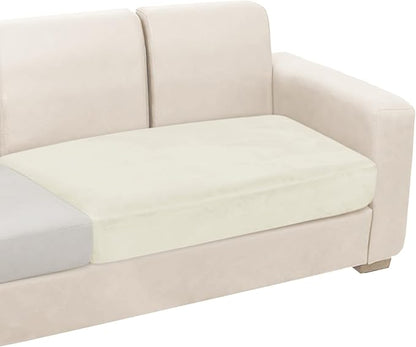 NAISI Couch Cushion Covers 1 Piece Velvet Stretch Loveseat Cover or 2 Seat Sofa Cover Soft Individual Couch Covers for Sectional Sofa(1 PC for 2-Seat Cushion or Loveseat,Cream)